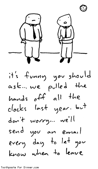clocks with no hands. Share this comic: