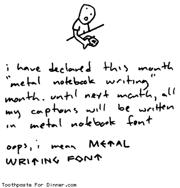i have declared this month "metal notebook writing" month. until next month, 